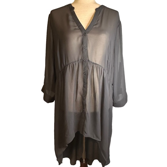 Torrid Lexie Gray‎ Hi-Lo Chiffon Tunic Size 1/1X  #11437435 - Picture 2 of 12